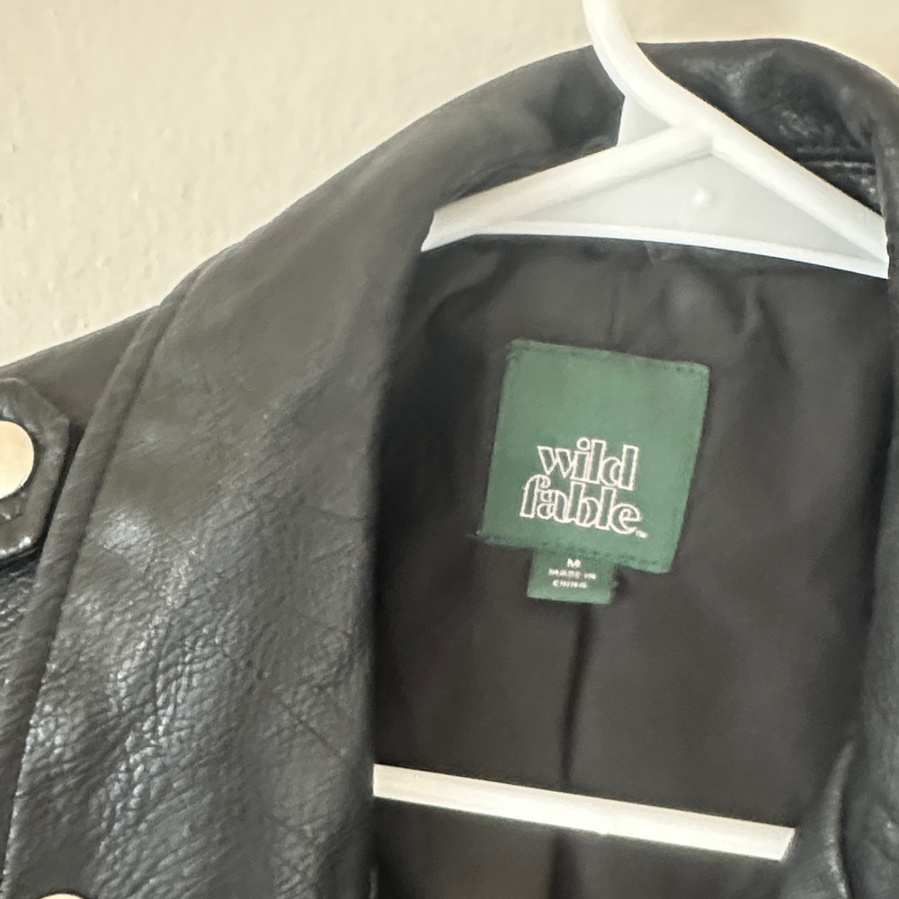 Wild Fable Black Leather Jacket with Silver Details - Picture 2 of 4